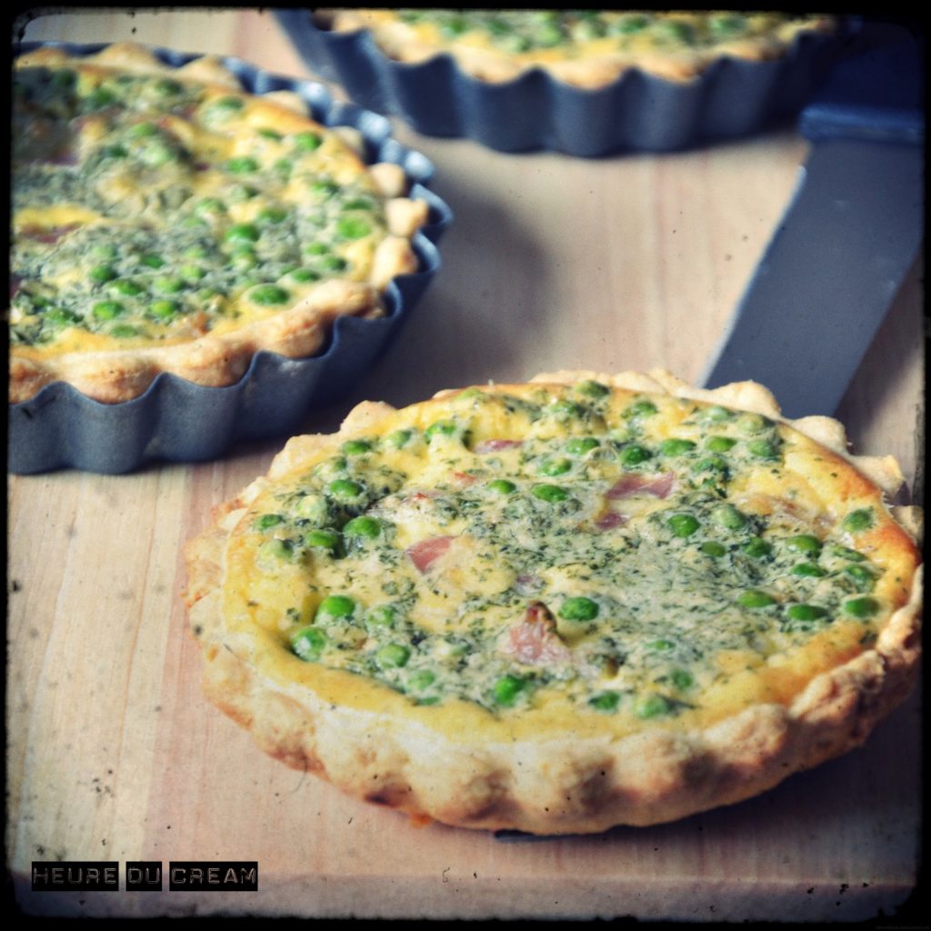 Tartelettes petits pois, menthe, bacon